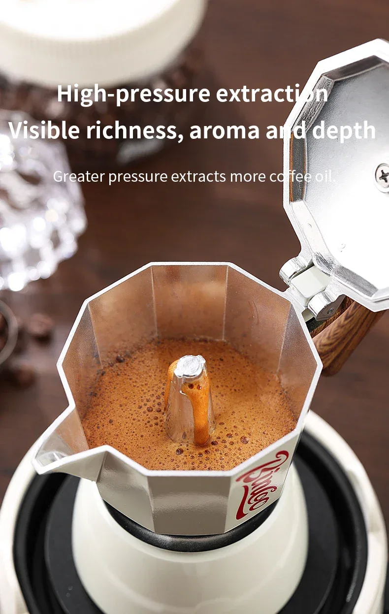 Bincoo Coffee Moka Pot Set with Electric Heating Plate for Home Use Small Espresso Extraction Machine Complete Brewing Kit