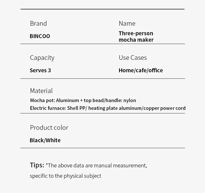 Bincoo Coffee Moka Pot Set with Electric Heating Plate for Home Use Small Espresso Extraction Machine Complete Brewing Kit