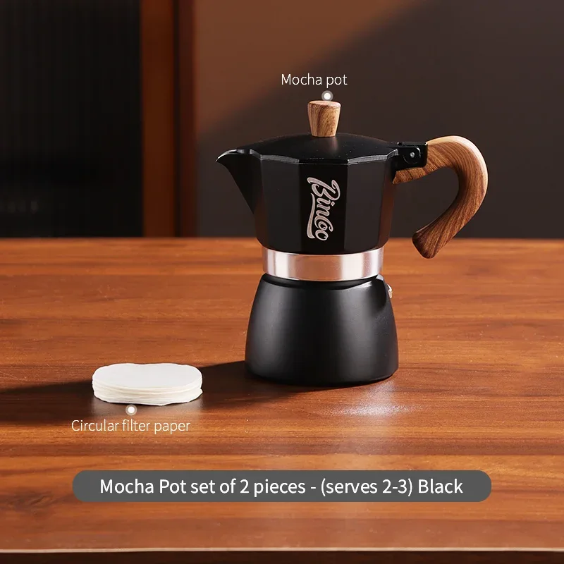 Bincoo Coffee Moka Pot Set with Electric Heating Plate for Home Use Small Espresso Extraction Machine Complete Brewing Kit