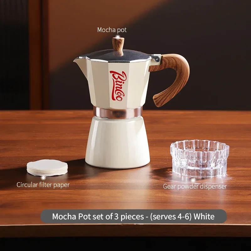 Bincoo Coffee Moka Pot Set with Electric Heating Plate for Home Use Small Espresso Extraction Machine Complete Brewing Kit