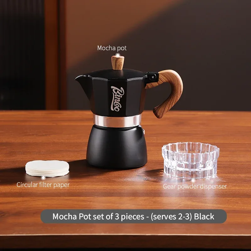 Bincoo Coffee Moka Pot Set with Electric Heating Plate for Home Use Small Espresso Extraction Machine Complete Brewing Kit