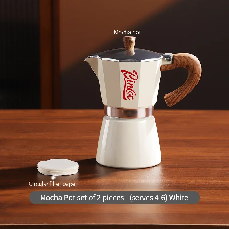 Bincoo Coffee Moka Pot Set with Electric Heating Plate for Home Use Small Espresso Extraction Machine Complete Brewing Kit