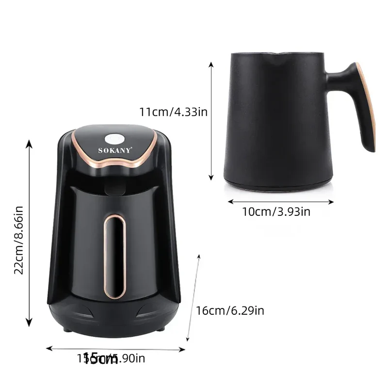 SOKANY Electric Turkish Coffee Maker Machine with 250ml/1 Cup Coffee Pot Single Serve Espresso Maker 600W Heating Coffee