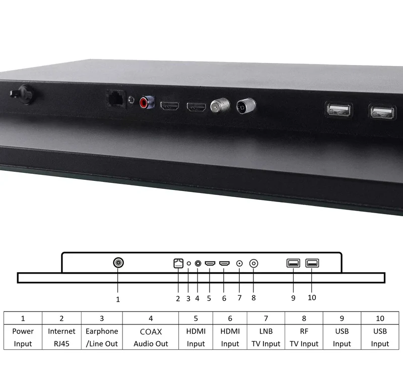Souria 22.1 inches Smart Black Color Waterproof Bathroom LED TV for Luxury Hotel SPA Kitchen TV Bluetooth Android New