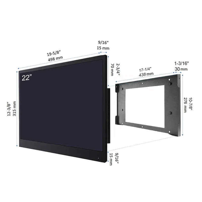 Souria 22.1 inches Smart Black Color Waterproof Bathroom LED TV for Luxury Hotel SPA Kitchen TV Bluetooth Android New