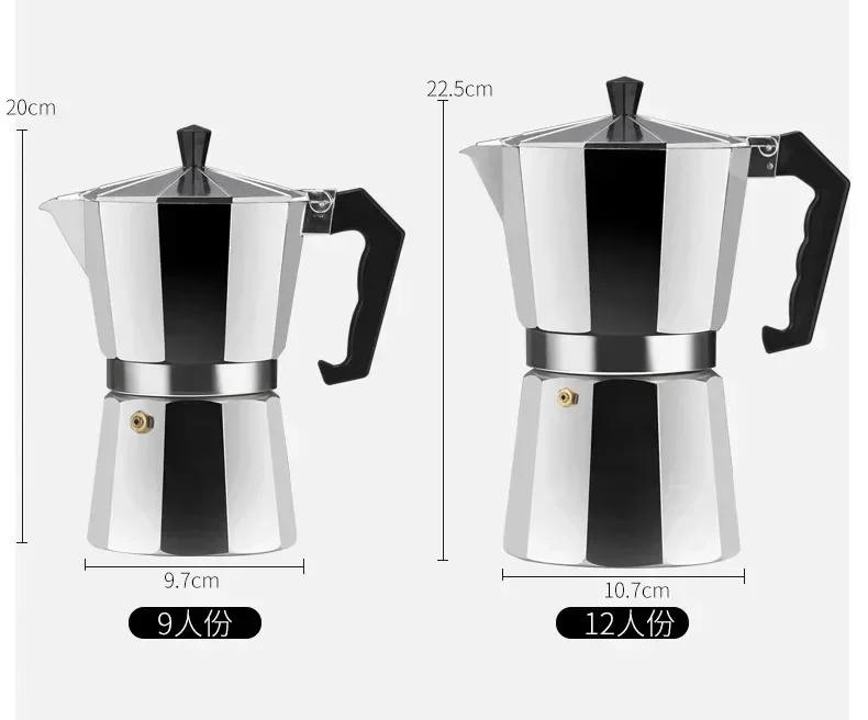 150 300 600 Aluminum Moka Pot with Electric Burner Stove Top Coffee Maker Espresso Percolator Mocha Kettle Heater Home Household