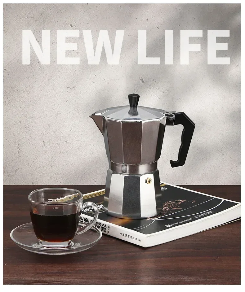 150 300 600 Aluminum Moka Pot with Electric Burner Stove Top Coffee Maker Espresso Percolator Mocha Kettle Heater Home Household