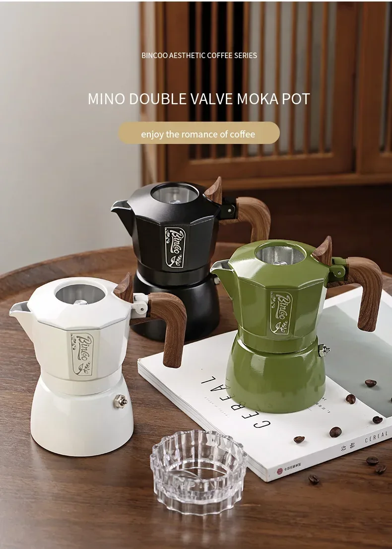 Bincoo Dual Valve Moka Pot Espresso Maker Electric for Home Camping Coffee Extraction Tool Italian Barista Tool Espresso Machine