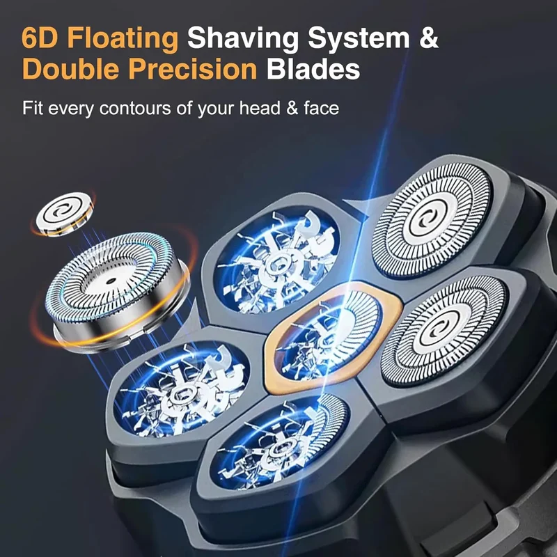 Electric Head Shavers for Bald Men 6D Magnetic Razor Hair Trimmer Rechargeable LED Display Waterproof Beard Shavers Hair Cutting