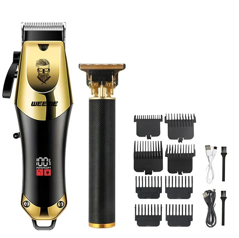 T9 Vintage Men's Electric Hair Clipper Beard Trimmer/Rechargeable Hair Cutting Machine With Nose Hair Trimmer Kit Boyfriend Gift