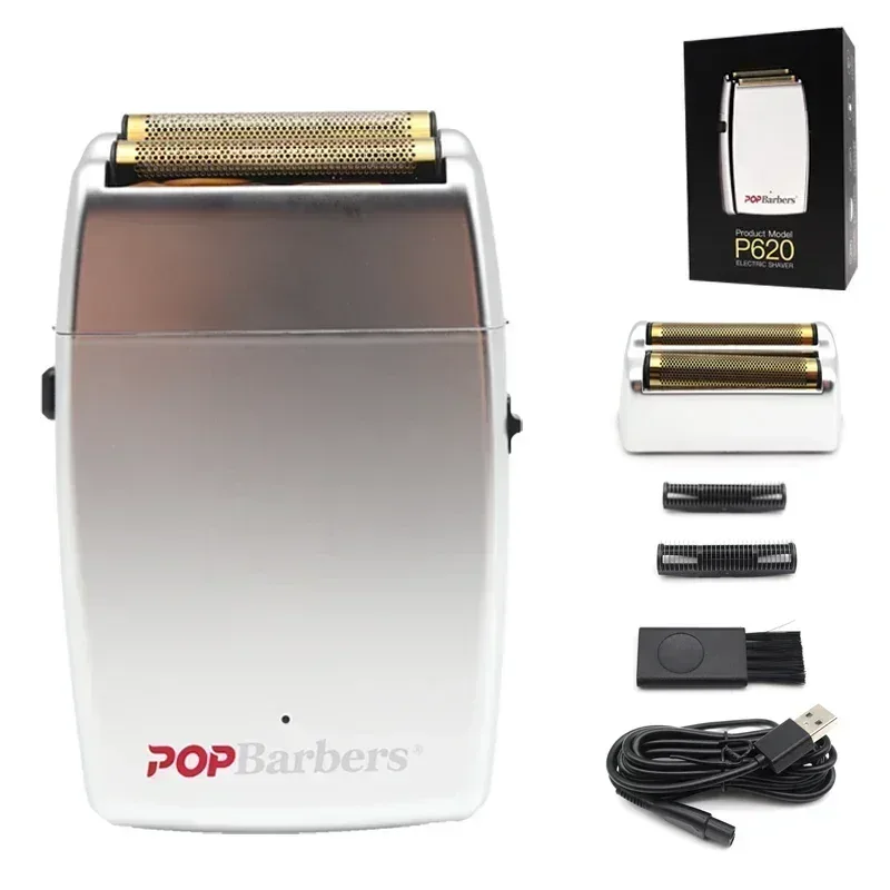 11000 RPM POP Barbers P620 Professional Electric Men's Beard Trimmer Double Foil Shaver Electric Shaver USB Hair Cutting Machine
