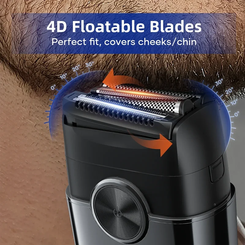 KENSEN S26 Electric Shaver for Men 4D Floating Blades Foil Shavers Waterproof 8000RPM Beard Trimmer Portable Mini Electric Razor