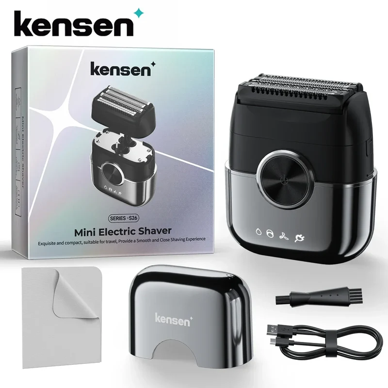 KENSEN S26 Electric Shaver for Men 4D Floating Blades Foil Shavers Waterproof 8000RPM Beard Trimmer Portable Mini Electric Razor