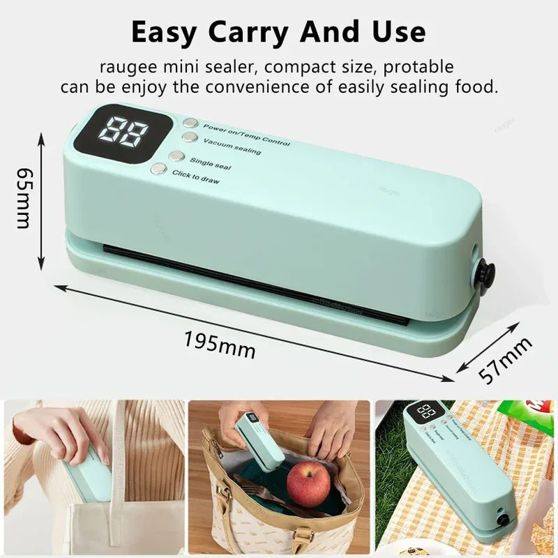 Plastic Bags Sealer Food Packaging Bag Sealing Machine Mini Sealer Portable Heat Bag Sealer Rechargeable Food Bag Thermal Sealer