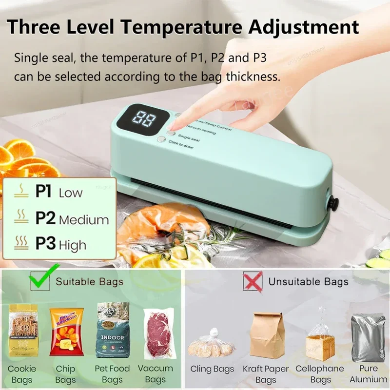 Plastic Bags Sealer Food Packaging Bag Sealing Machine Mini Sealer Portable Heat Bag Sealer Rechargeable Food Bag Thermal Sealer