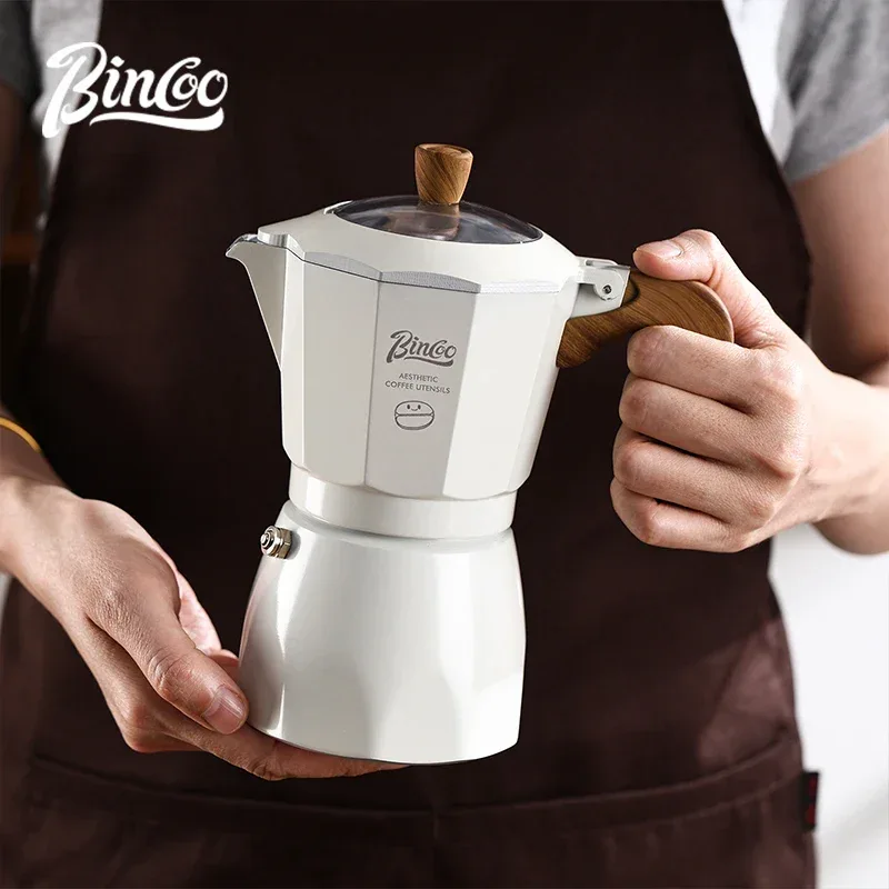 Bincoo Dual Valve Moka Pot Espresso Maker Mocha Pot Brewed Coffee Pot 220V Electric Stove Concentrated Extraction Barista Tools