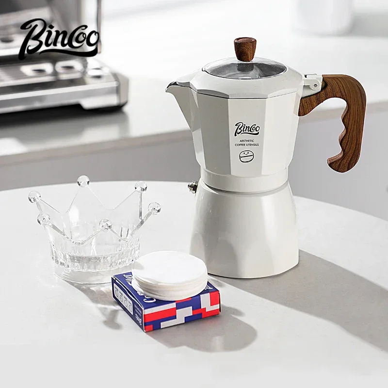 Bincoo Dual Valve Moka Pot Espresso Maker Mocha Pot Brewed Coffee Pot 220V Electric Stove Concentrated Extraction Barista Tools