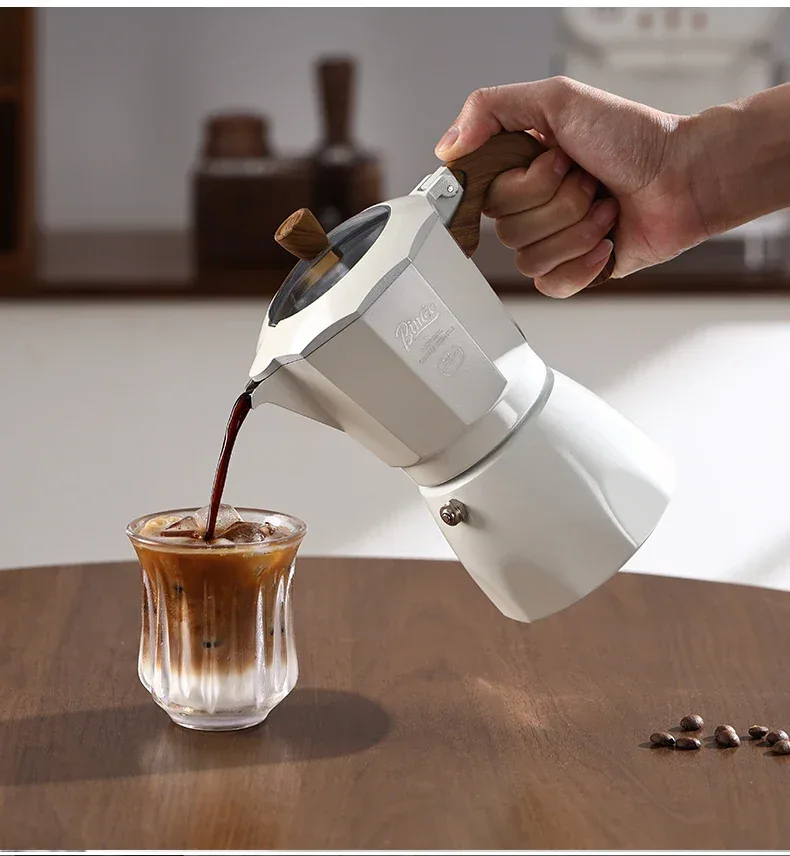 Bincoo Dual Valve Moka Pot Espresso Maker Mocha Pot Brewed Coffee Pot 220V Electric Stove Concentrated Extraction Barista Tools