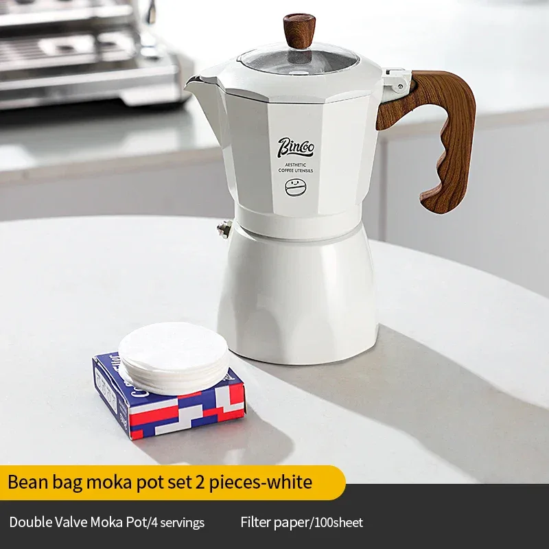 Bincoo Dual Valve Moka Pot Espresso Maker Mocha Pot Brewed Coffee Pot 220V Electric Stove Concentrated Extraction Barista Tools