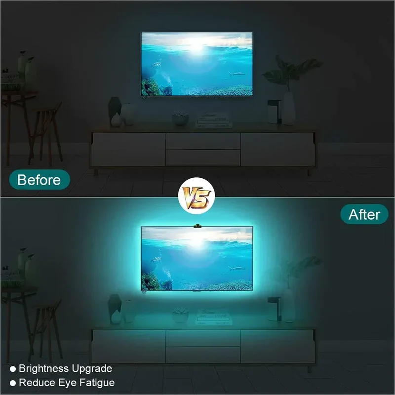 RGB-IC TV Backlight Strip With AR Color Sensor App Control with Music Sync RGB Ambient Light for 55 to 85 Inch Screen Backlight