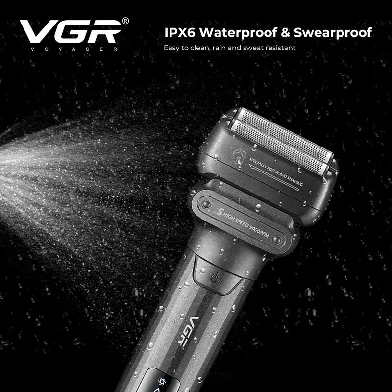 VGR Electric Shaver Professional Shaving Machine 9000 RPM Beard Trimmer LED Display Reciprocating Shaving Machine for Men V-368