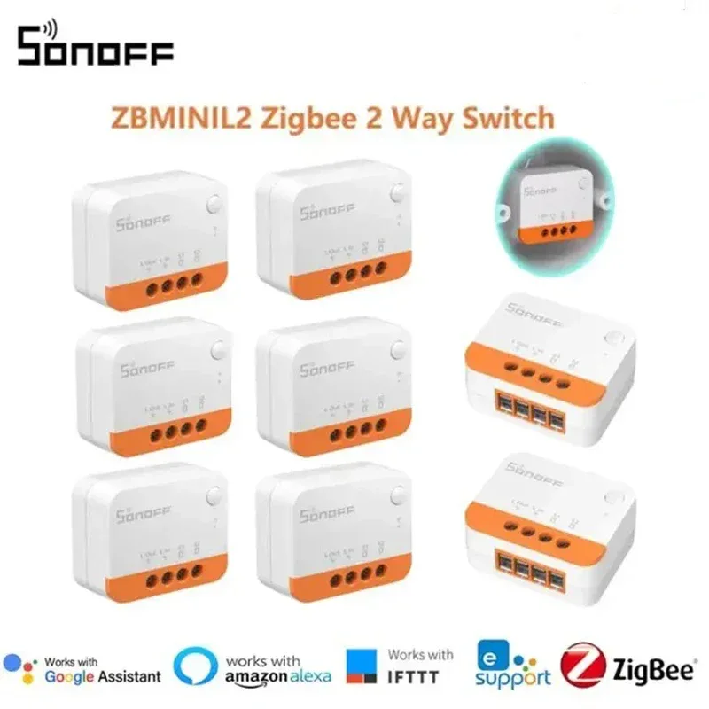 SONOFF ZBMINI-L2 Zigbee DIY Mini Smart Switch Module No Neutral Wire Required Switch Work With Alexa Google Alice Smartthing