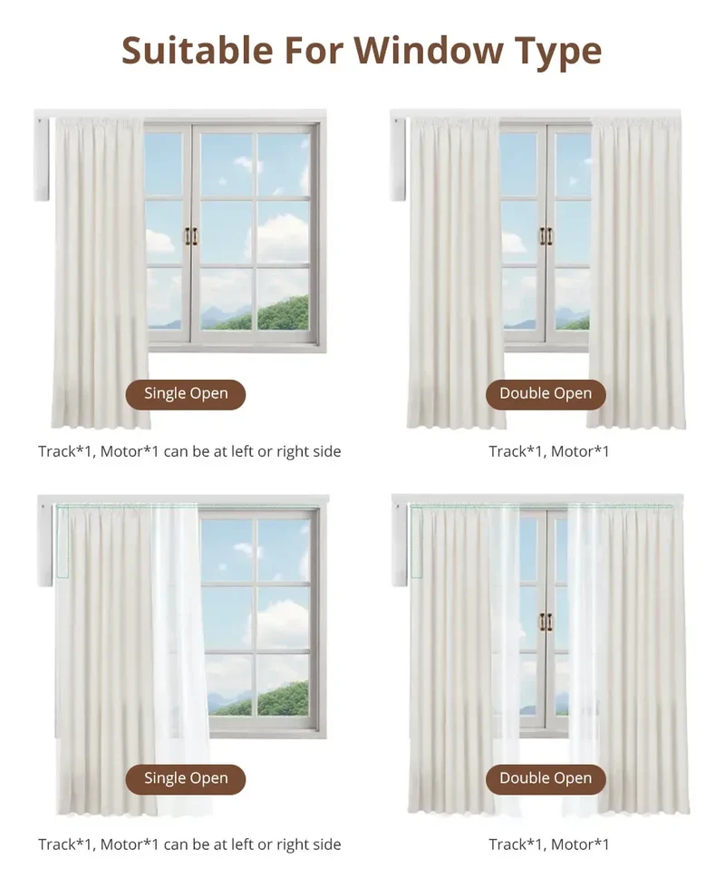 Matter Over WiFi Smart Sliding Curtain Motor Support Google Home Smartthings Homekit Alexa Control Automatic Curtain System