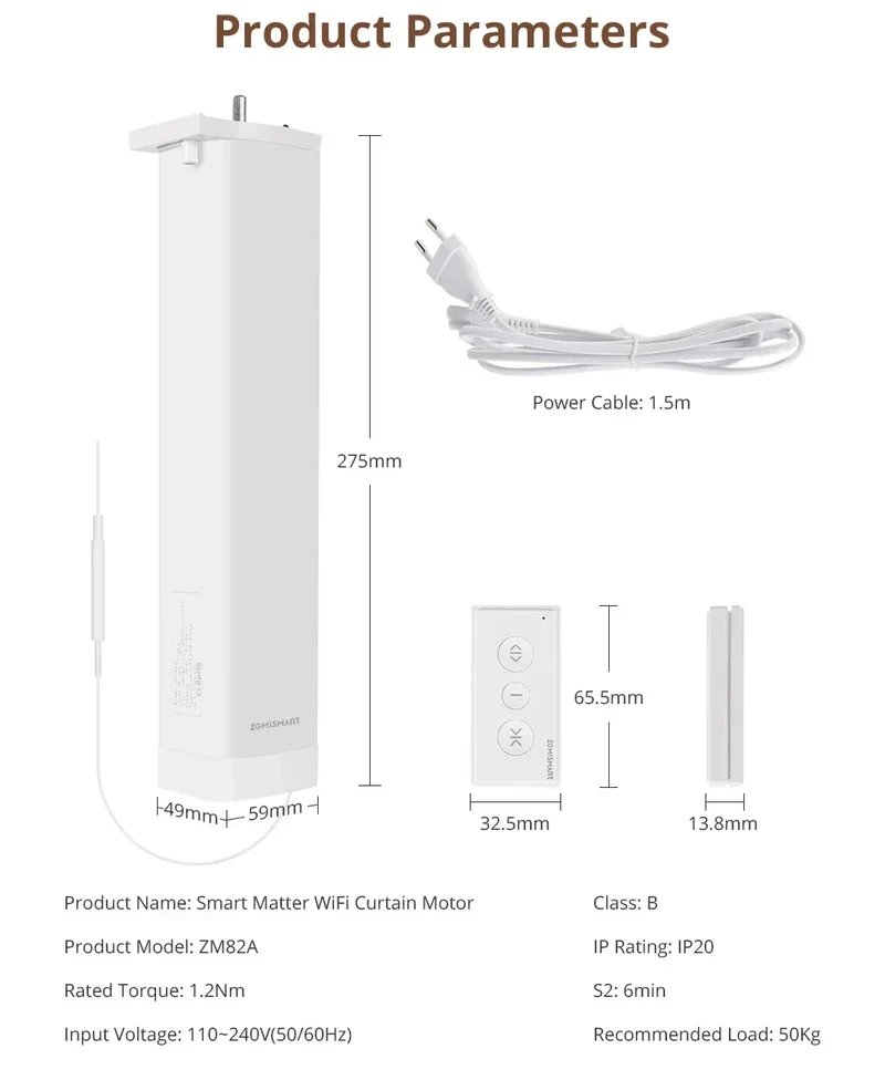 Matter Over WiFi Smart Sliding Curtain Motor Support Google Home Smartthings Homekit Alexa Control Automatic Curtain System