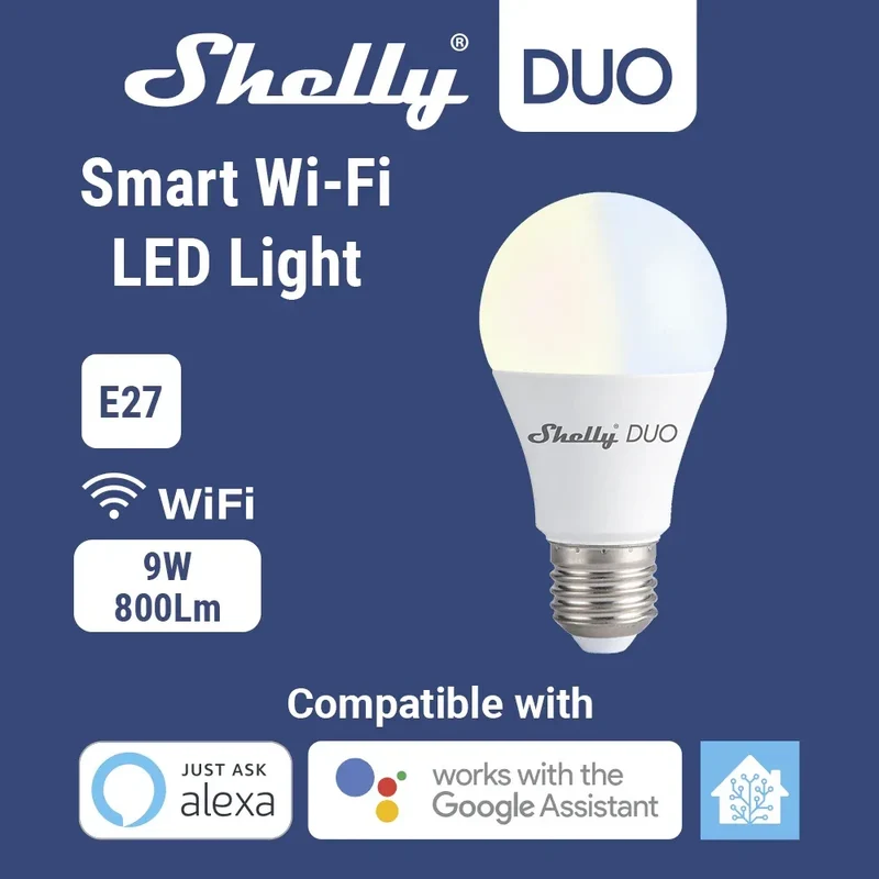 Shelly Duo Rgbw/White 9W WiFi Smart Light LED Bulb Work with Alexa/Google Home 220-240V Dimmable Timer Function Magic Bulb