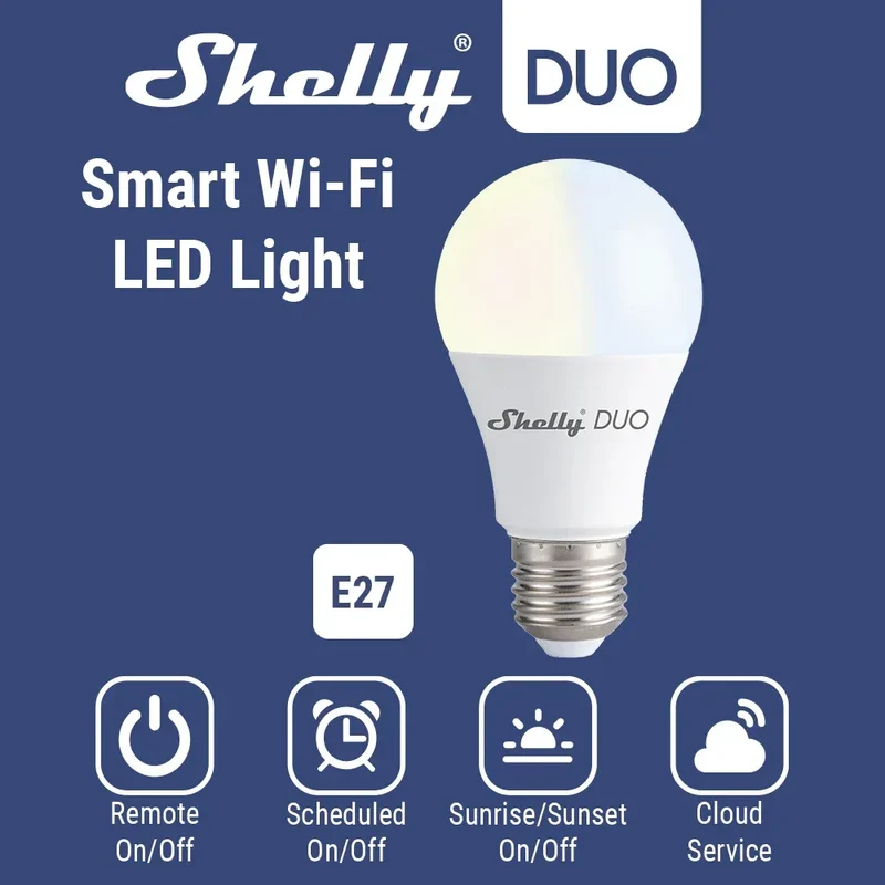 Shelly Duo Rgbw/White 9W WiFi Smart Light LED Bulb Work with Alexa/Google Home 220-240V Dimmable Timer Function Magic Bulb