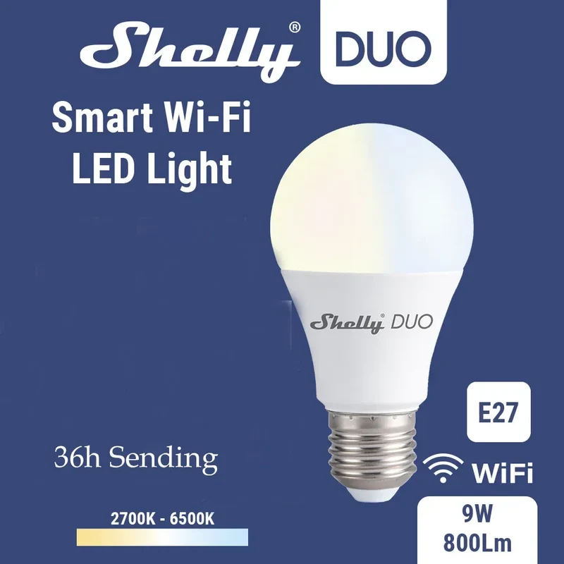Shelly Duo Rgbw/White 9W WiFi Smart Light LED Bulb Work with Alexa/Google Home 220-240V Dimmable Timer Function Magic Bulb