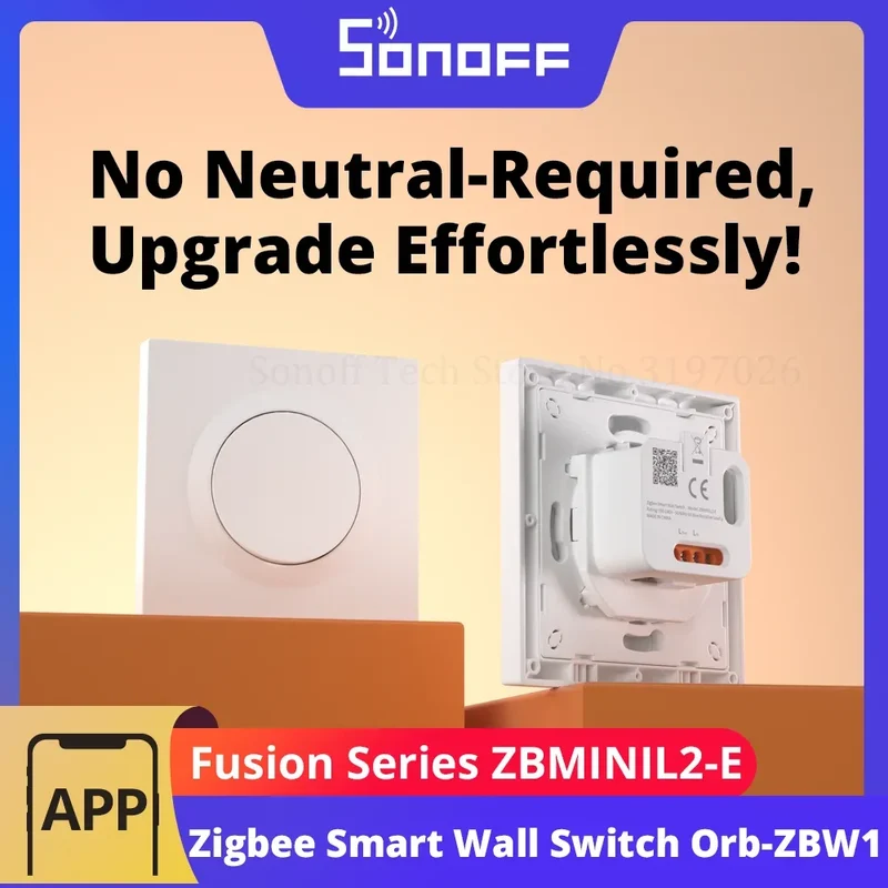 SONOFF Orb-ZBW1L Zigbee Smart Wall Switch Fusion Series ZBMINIL2-E No Neutral Required Seamless Integration With Home Assistant