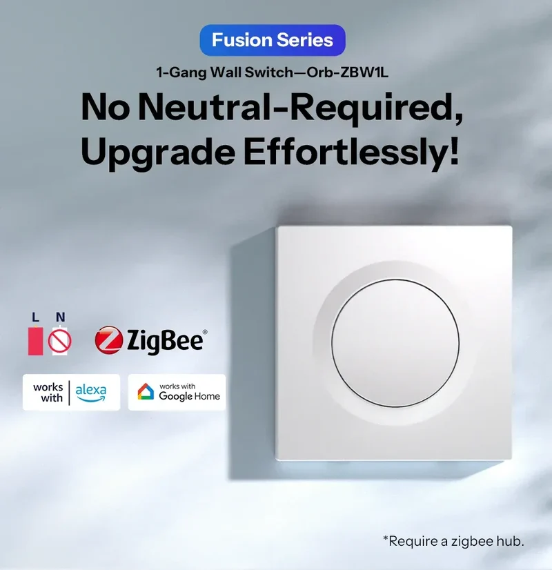 SONOFF Orb-ZBW1L Zigbee Smart Wall Switch Fusion Series ZBMINIL2-E No Neutral Required Seamless Integration With Home Assistant