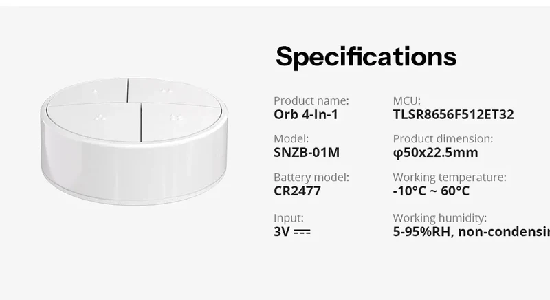 SONOFF Orb 4-In-1 Zigbee Smart Scene Button Split Magnetic Design Zigbee & eWeLink-Remote Dual Protocol Multiple Trigger Actions