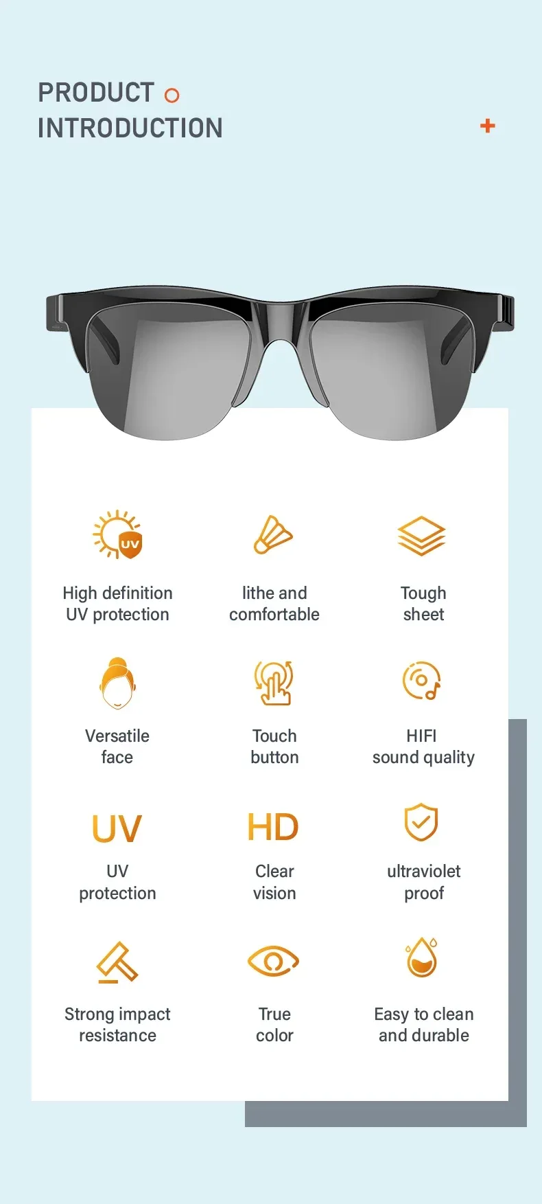 New Smart Bluetooth V5.3 Sunglasses Glasses Call Outdoor Sports Headphones HIFI Black Technology Anti-touch UV For Men And Women