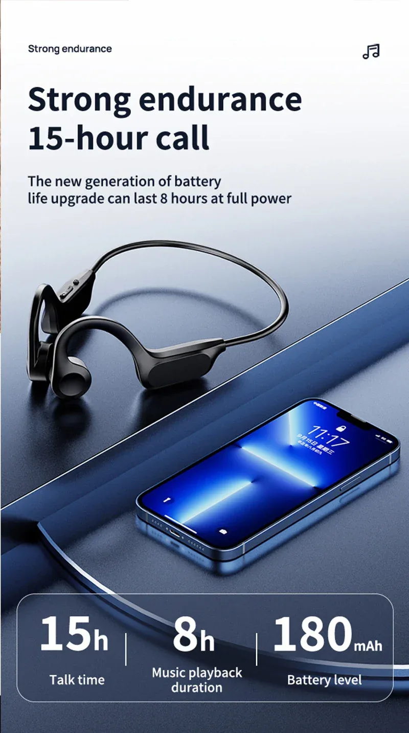 Wireless Earphone Bone Conduction Sport Swimming Bluetooth Compatible Headphone Hand-free With Mic For Running X7 Earbuds