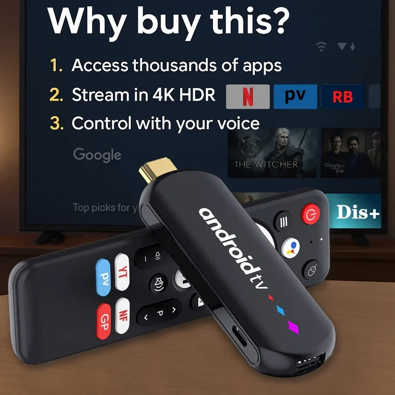 Android TV Stick S905L3 H96 MAX Android 14.0 4K Quad Core 2.4G 5G Wifi BT Home Media Player Voice Assistant Smart TV Stick