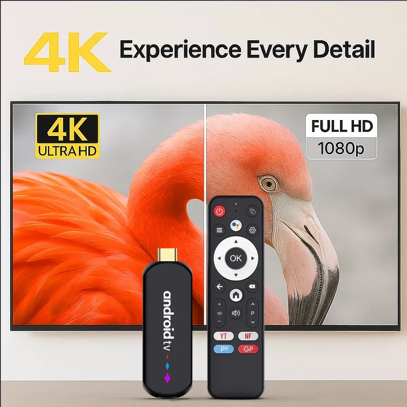Android TV Stick S905L3 H96 MAX Android 14.0 4K Quad Core 2.4G 5G Wifi BT Home Media Player Voice Assistant Smart TV Stick