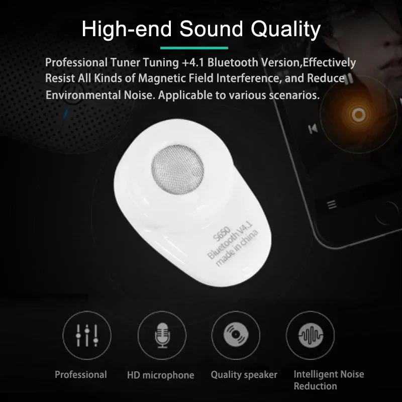 Mini Invisible Ture Wireless Earphone Noise Cancelling Bluetooth Headphone Handsfree Stereo Headset TWS Earbud With Microphone