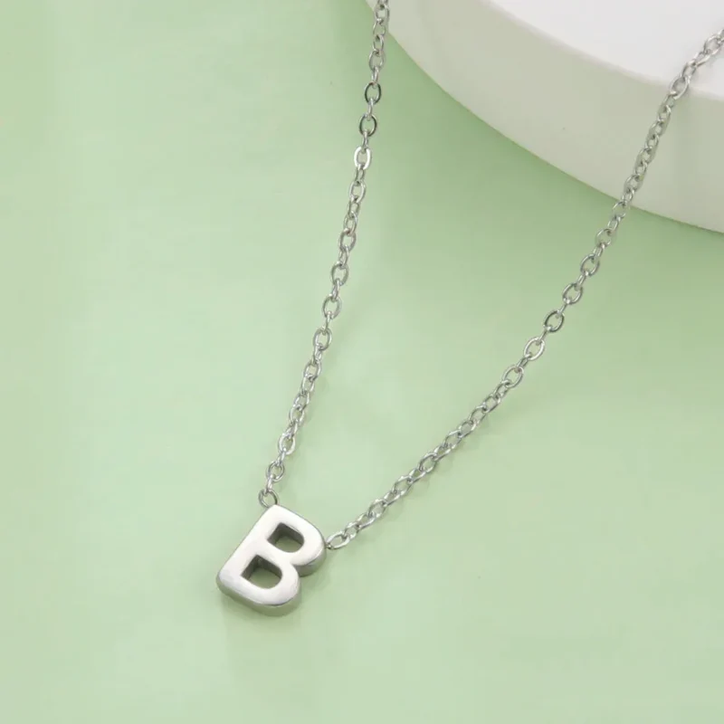 Cazador Minimalist Initial A-Z Letter Necklace for Women Alphabet Stainless Steel Choker Chains Jewelry Birthday Gift Wholesale