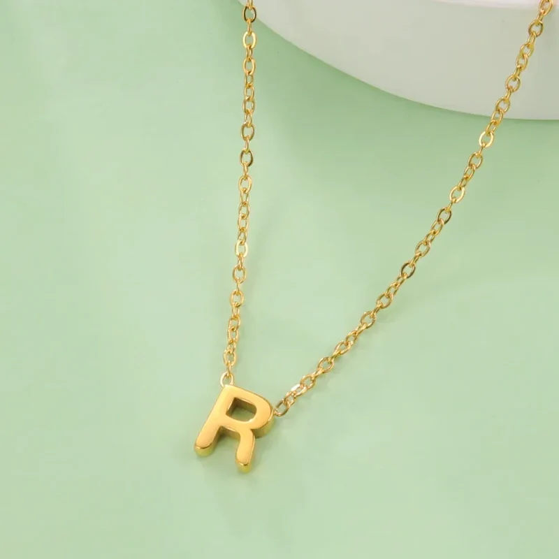 Cazador Minimalist Initial A-Z Letter Necklace for Women Alphabet Stainless Steel Choker Chains Jewelry Birthday Gift Wholesale