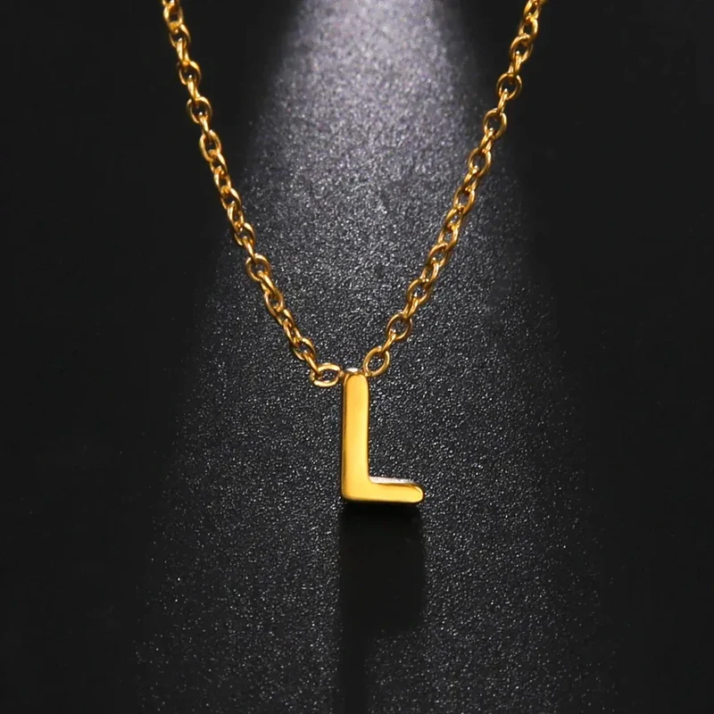 Cazador Minimalist Initial A-Z Letter Necklace for Women Alphabet Stainless Steel Choker Chains Jewelry Birthday Gift Wholesale