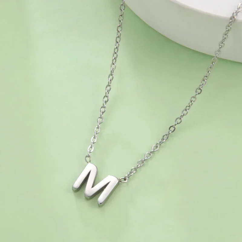 Cazador Minimalist Initial A-Z Letter Necklace for Women Alphabet Stainless Steel Choker Chains Jewelry Birthday Gift Wholesale