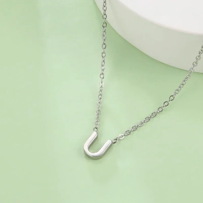 Cazador Minimalist Initial A-Z Letter Necklace for Women Alphabet Stainless Steel Choker Chains Jewelry Birthday Gift Wholesale