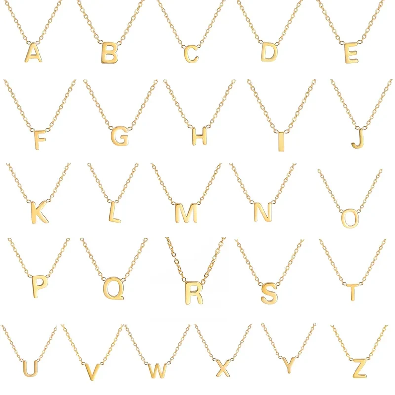 Cazador Minimalist Initial A-Z Letter Necklace for Women Alphabet Stainless Steel Choker Chains Jewelry Birthday Gift Wholesale