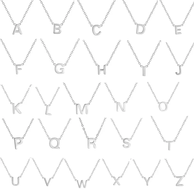 Cazador Minimalist Initial A-Z Letter Necklace for Women Alphabet Stainless Steel Choker Chains Jewelry Birthday Gift Wholesale