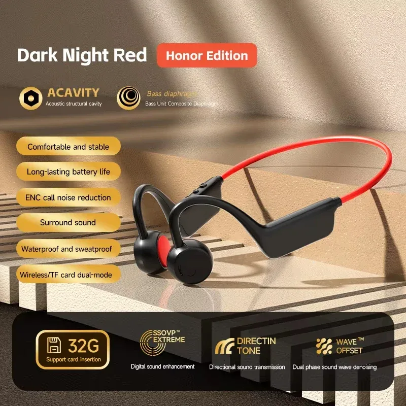 Bone Conduction Headset Wireless Swimming Sports Headphone IPX8 Bluetooth 5.4 With Mic Waterproof Exercise Fitness