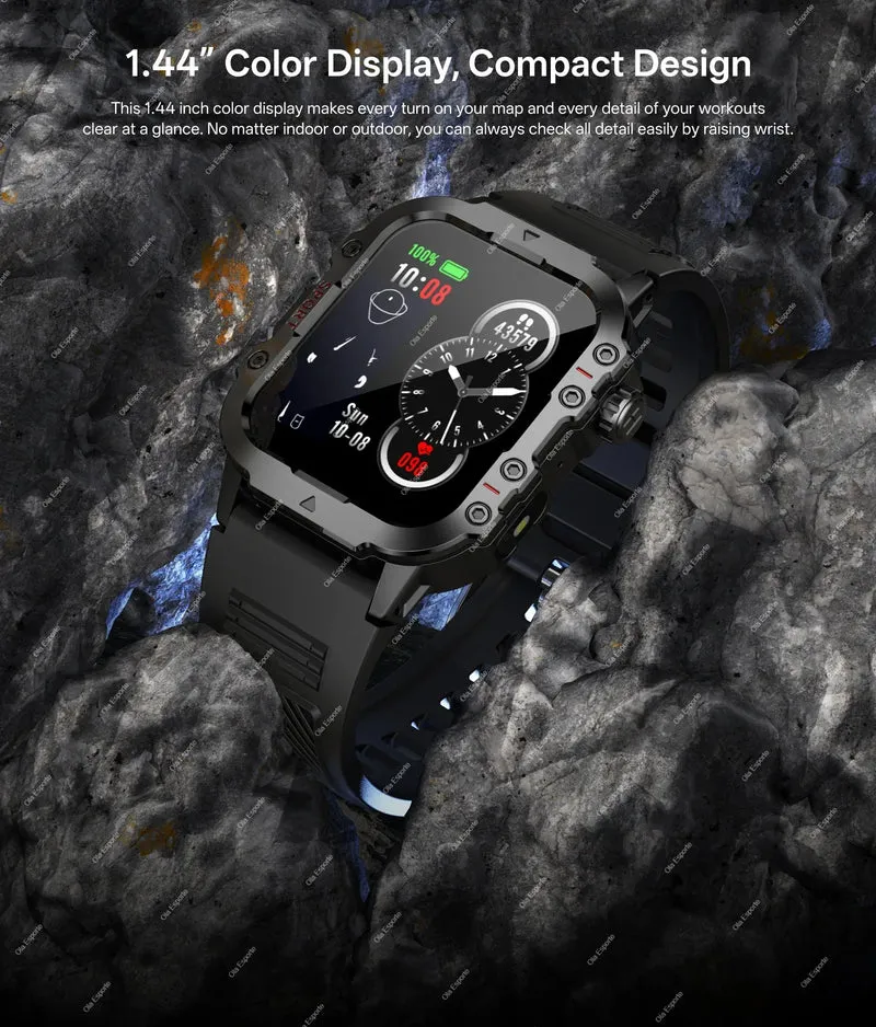 2026 Rugged Military Smart Watch Men's Outdoor Watch LED Flashlight 2.01'' HD Touch Screen Voice Bluetooth Call Smartwatch Gifts