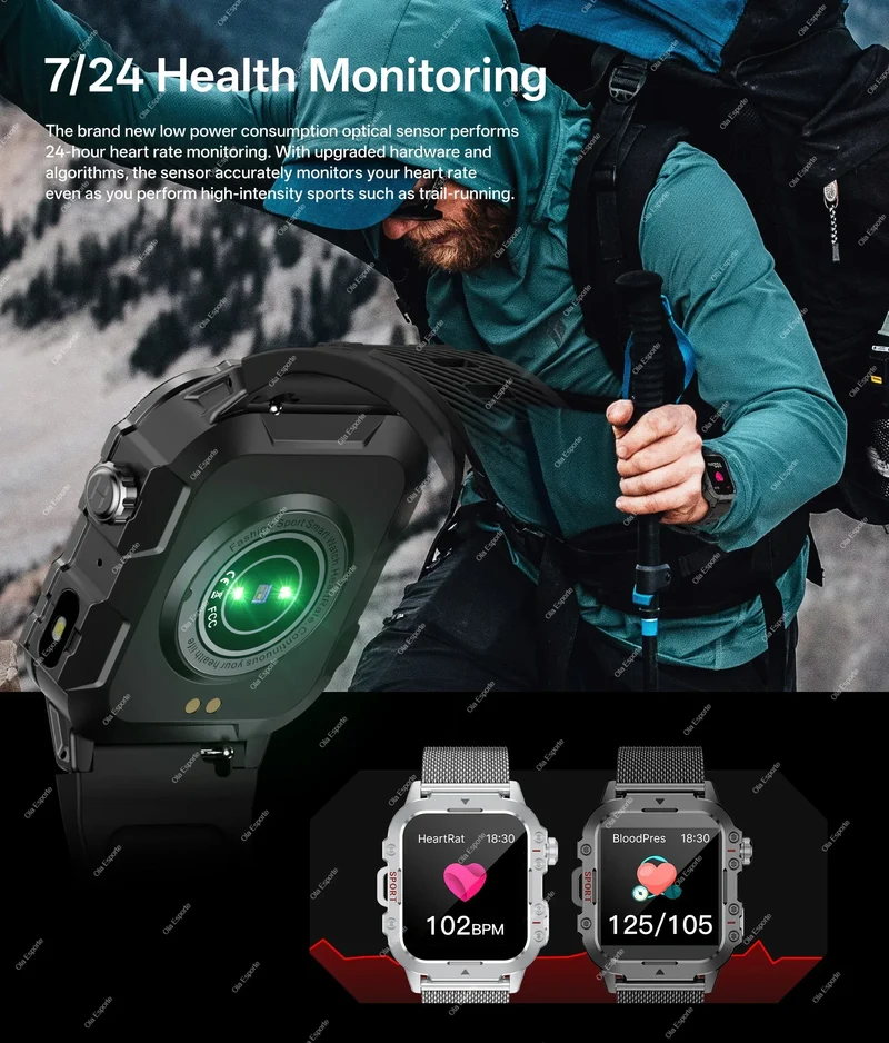 2026 Rugged Military Smart Watch Men's Outdoor Watch LED Flashlight 2.01'' HD Touch Screen Voice Bluetooth Call Smartwatch Gifts