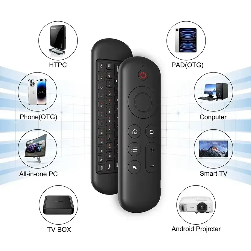 2.4GHz Wireless M5 Air Mouse BT 5.2 Mini Keyboard Backlit Remote Control IR Learning Remote Control for PC Android TV Box